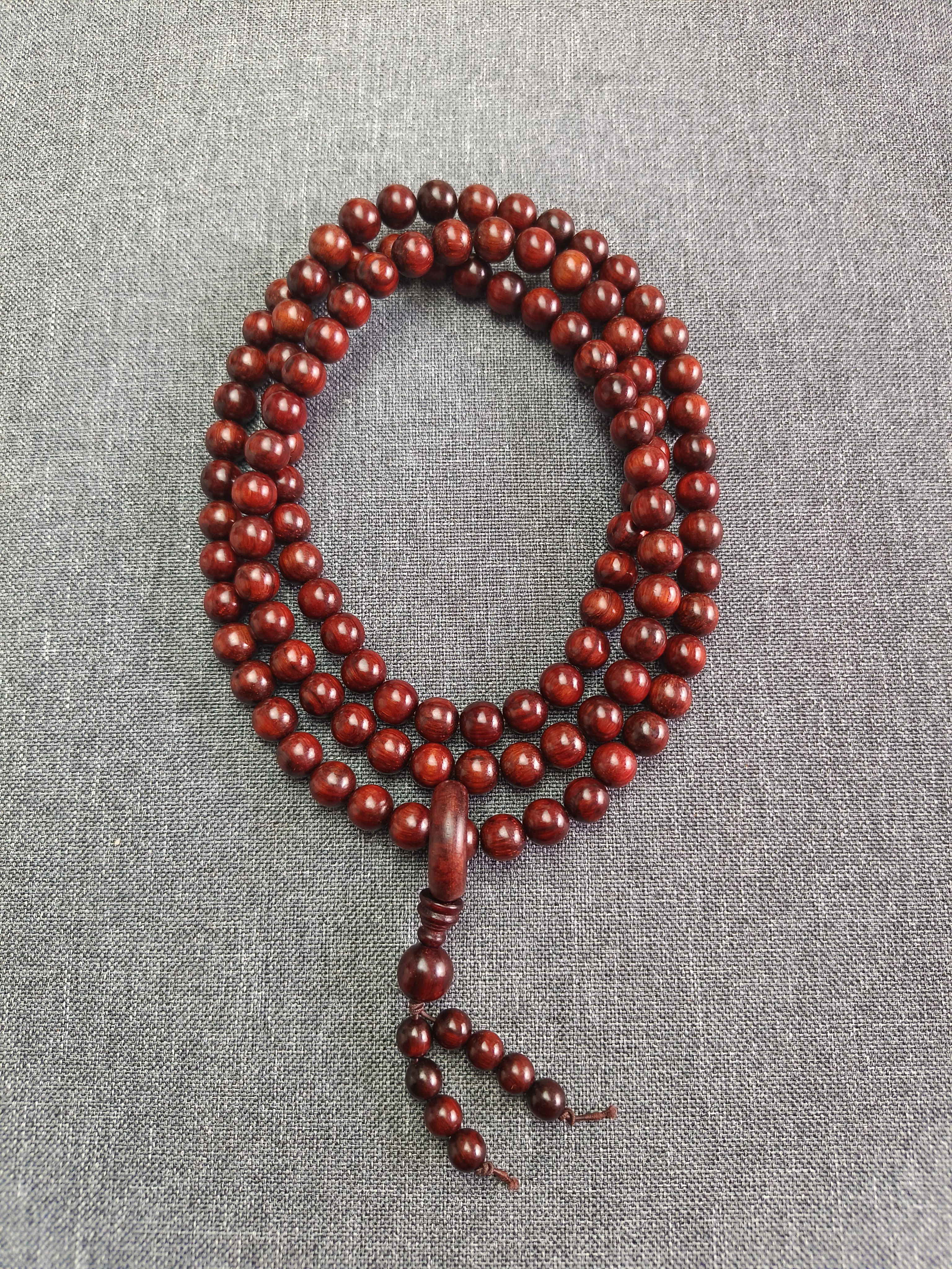 紫檀木质脖挂规格1.0*108颗圆珠  精抛