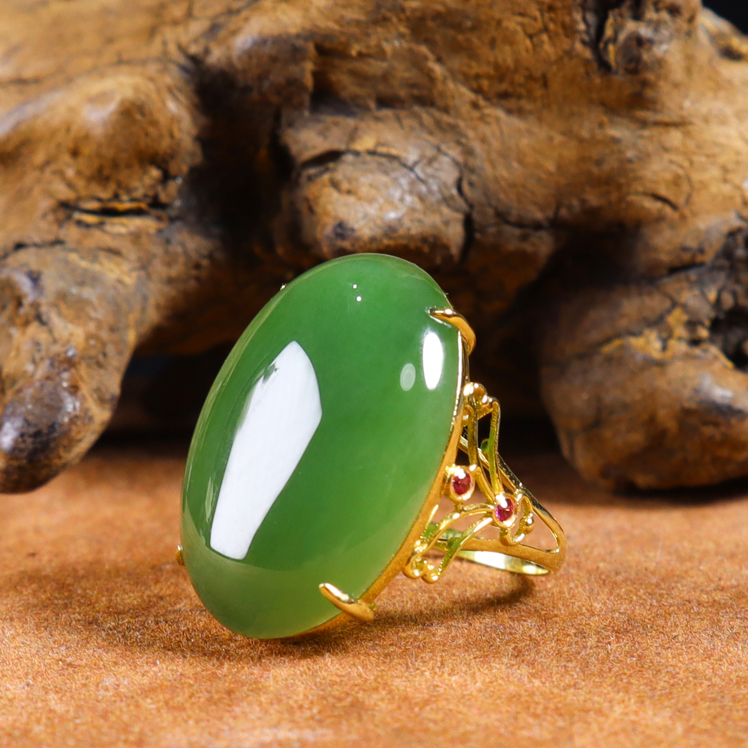 【周年庆限定】Z18K金和田玉蛋面戒指大尺寸多样性发一