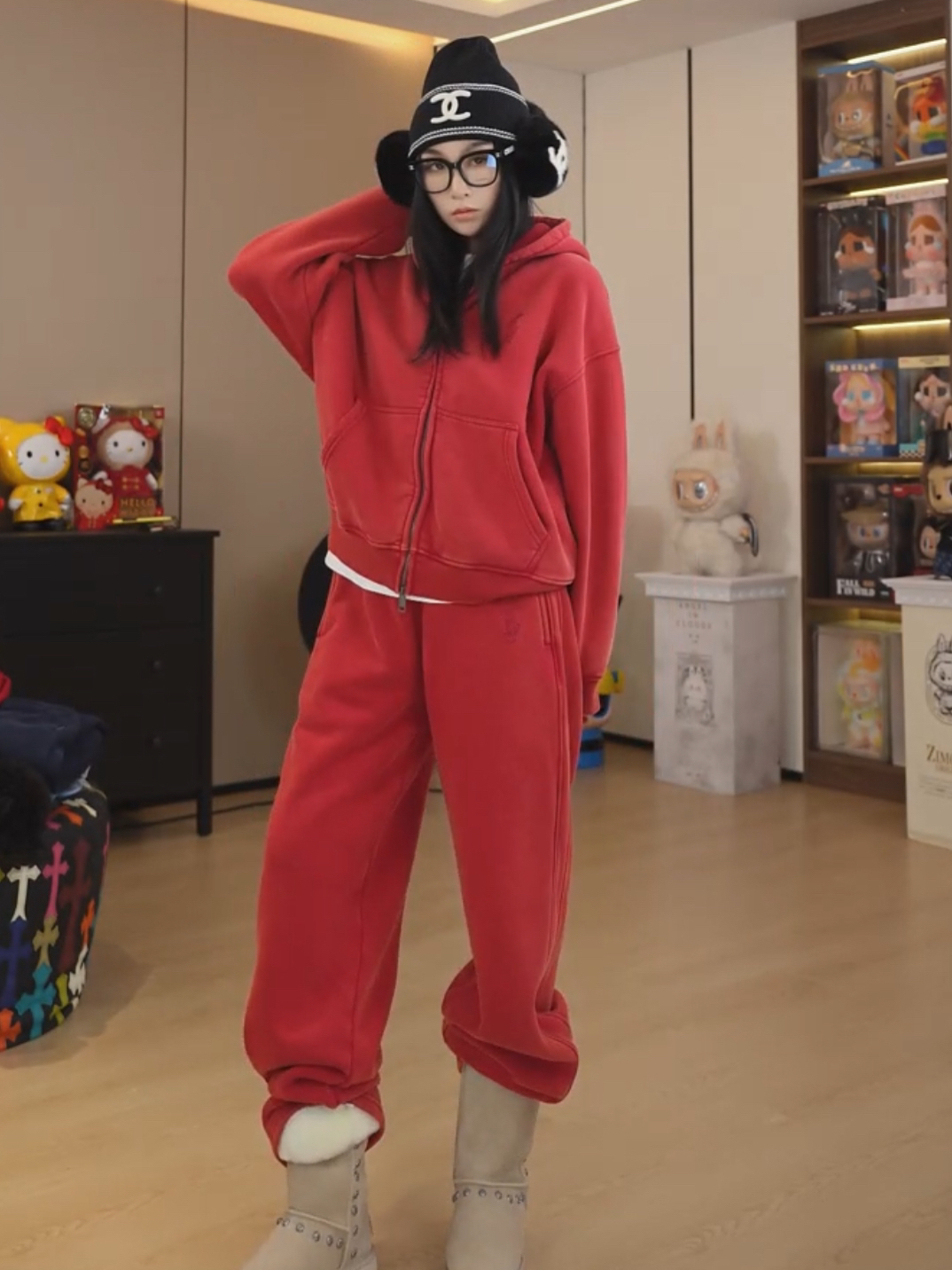 【劉發發】【彩色精致小马】k326-新款洗水宽松卫衣开衫+休闲裤套装