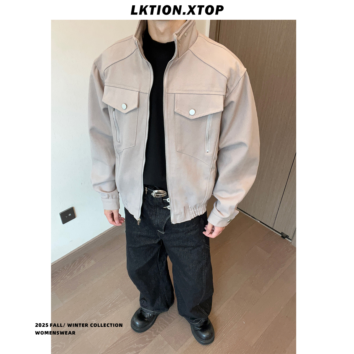 LK正品秋冬美式复古潮座山蟒短款上衣复古夹克春秋外套休闲百搭
