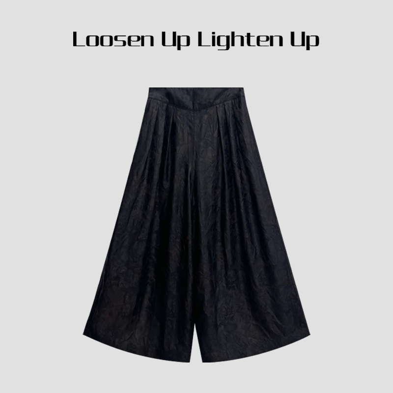 Loosen Up【暮色海洋】重缎老料香云纱花罗扎染提花两面穿阔腿裙裤