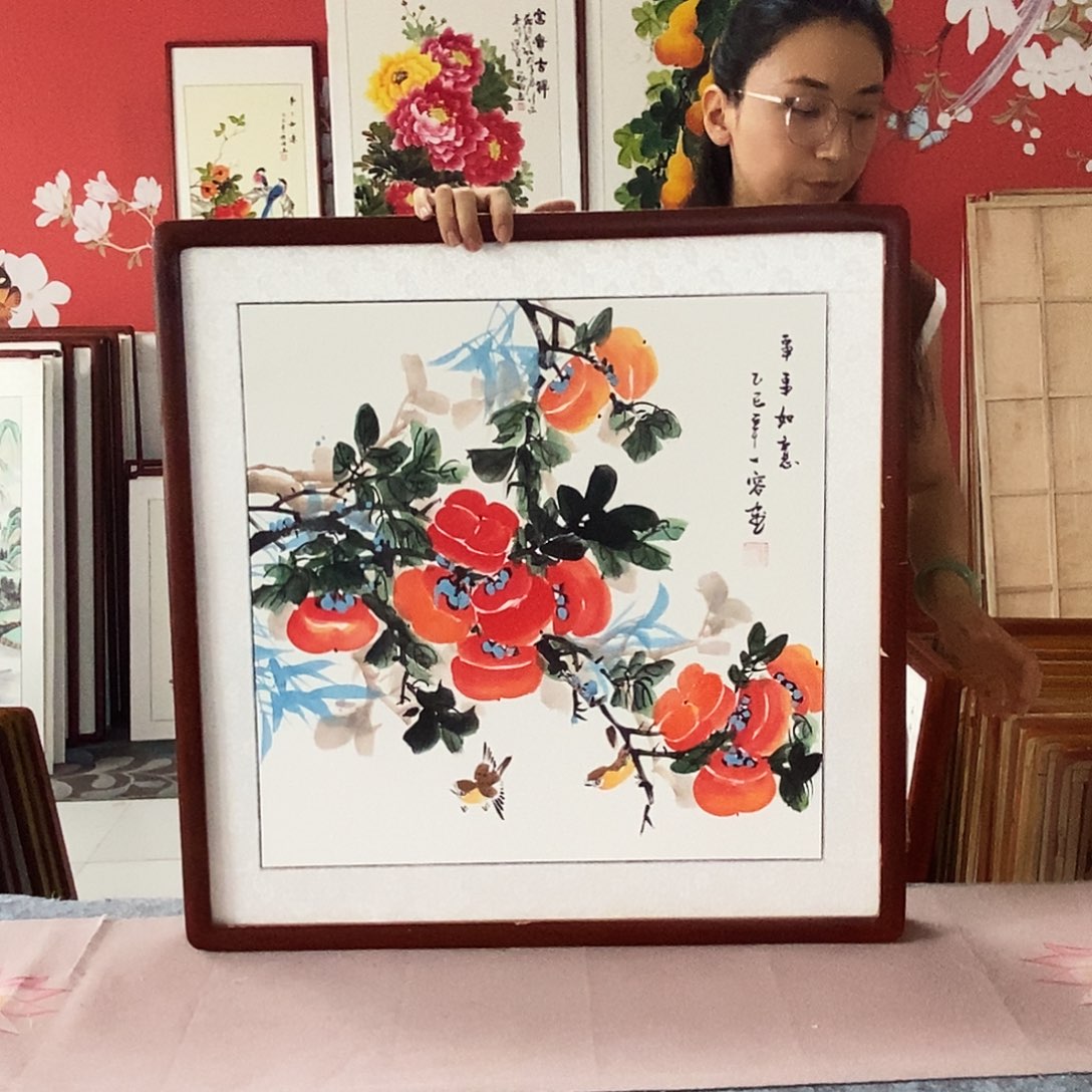 国画手写手绘国画作品62✖️62带框包邮