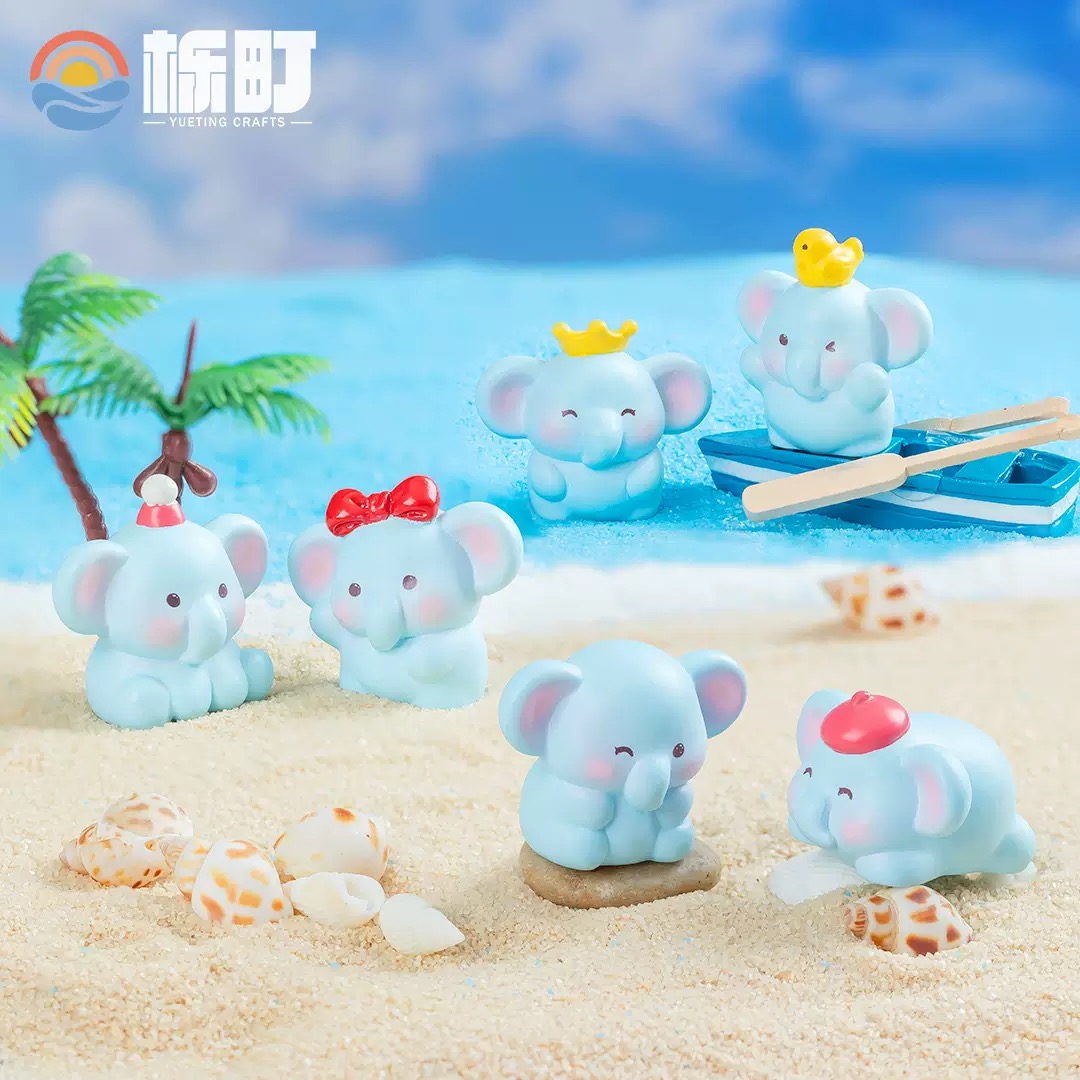 【双许愿+对对碰】创意卡通大象公仔树脂工艺品造景桌面小摆件