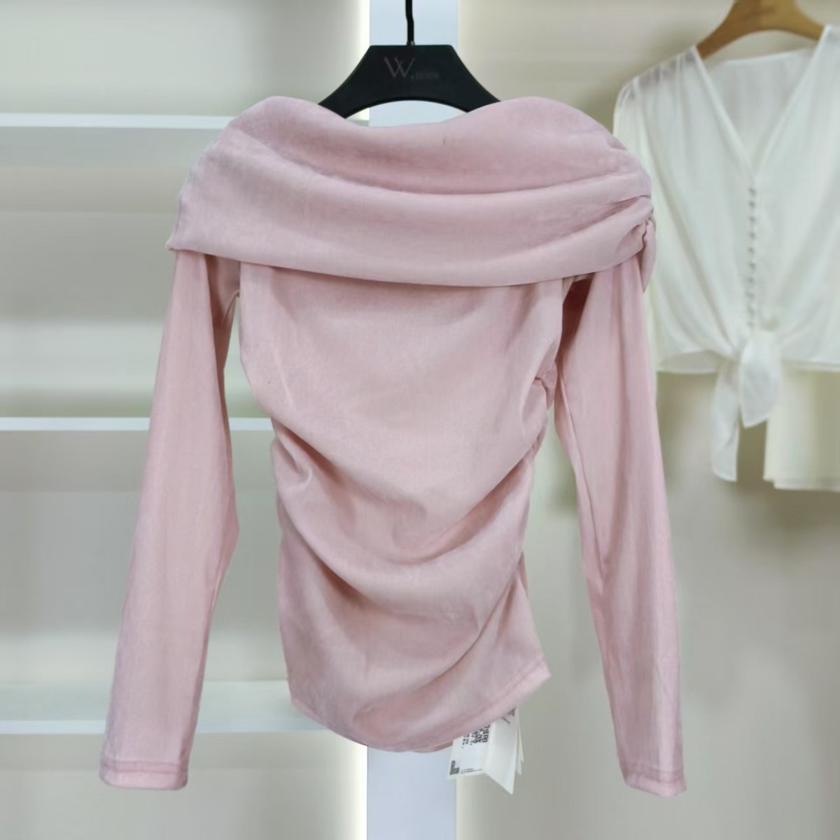 麦迪尚品【K】50428374一字肩长袖针织衫春季女装品牌撤柜