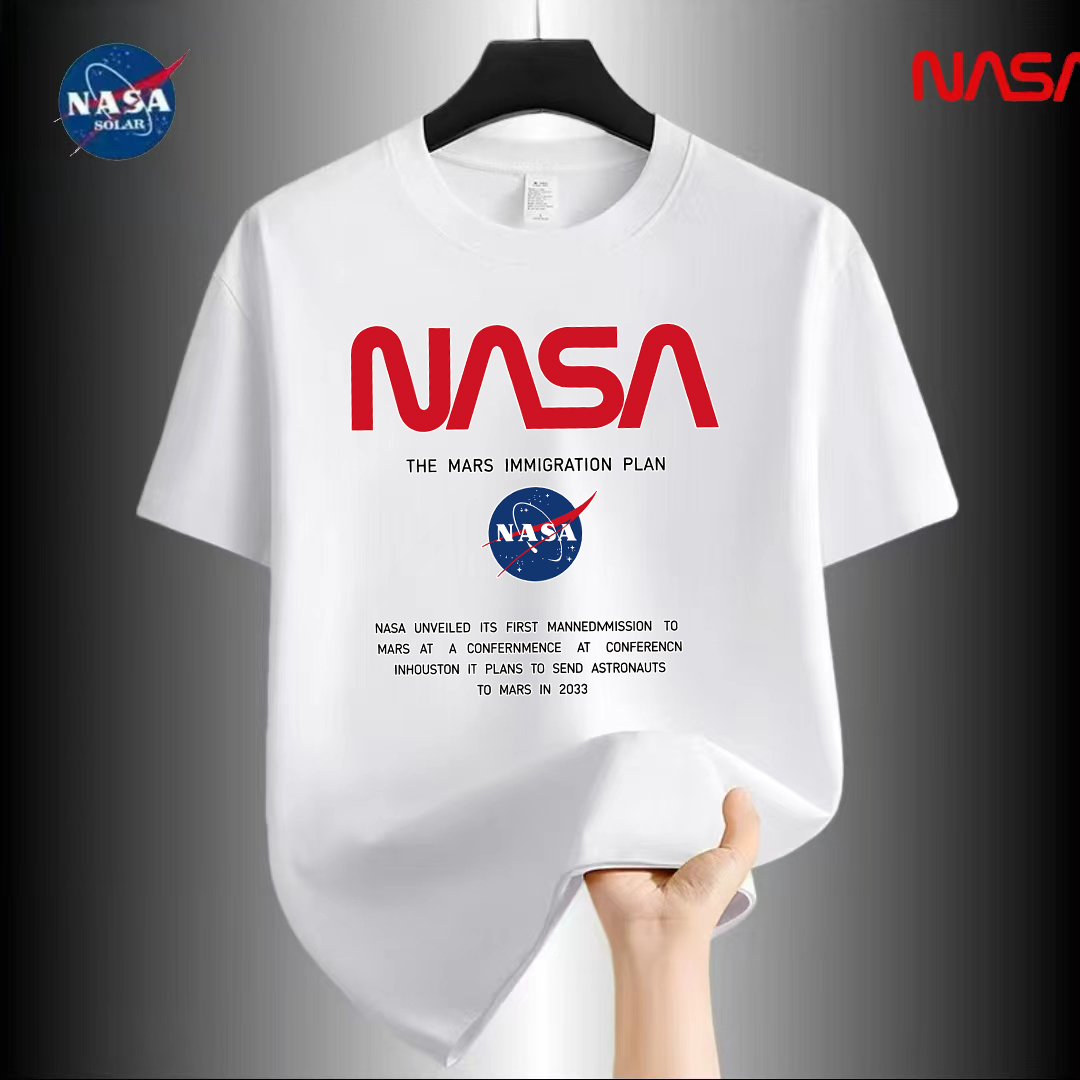 NASA联名纯棉夏季圆领短袖T恤微宽松时尚男女同款休闲百74