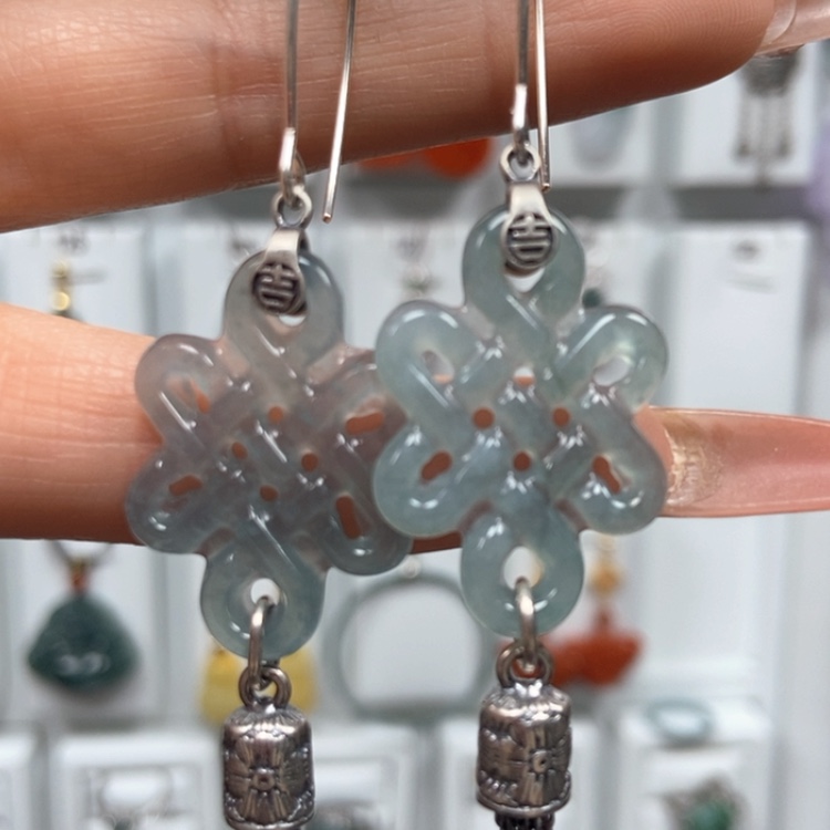 【闪购商品】翡翠耳饰银S925镶嵌耳饰