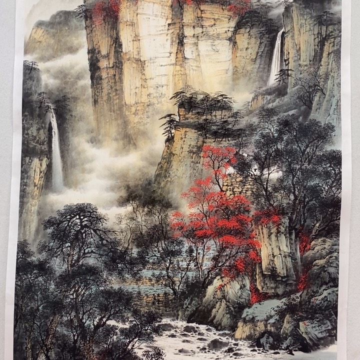 国画太行金秋六尺竖幅