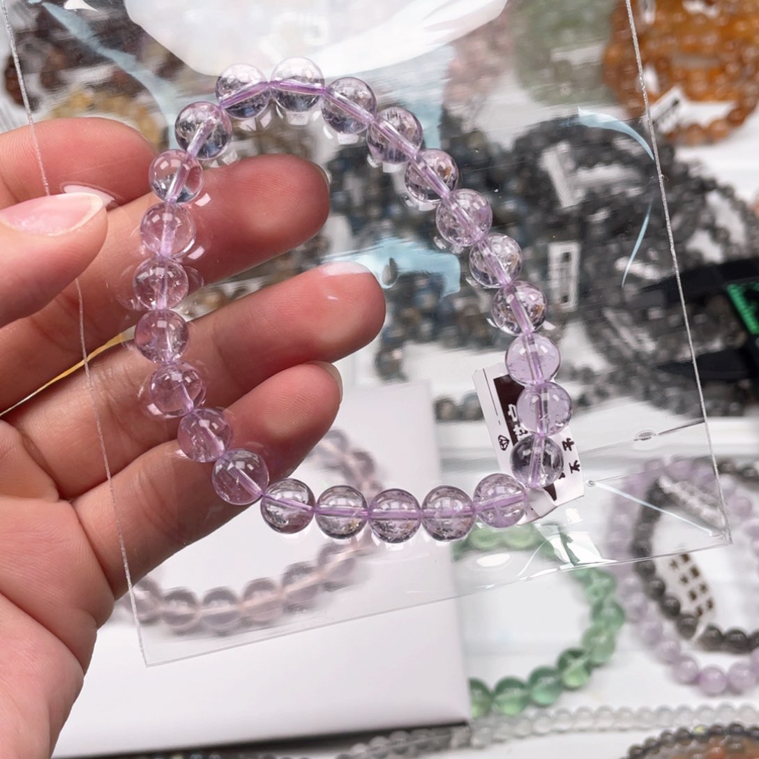 水晶手串未镶嵌蓝**净8M薰衣草