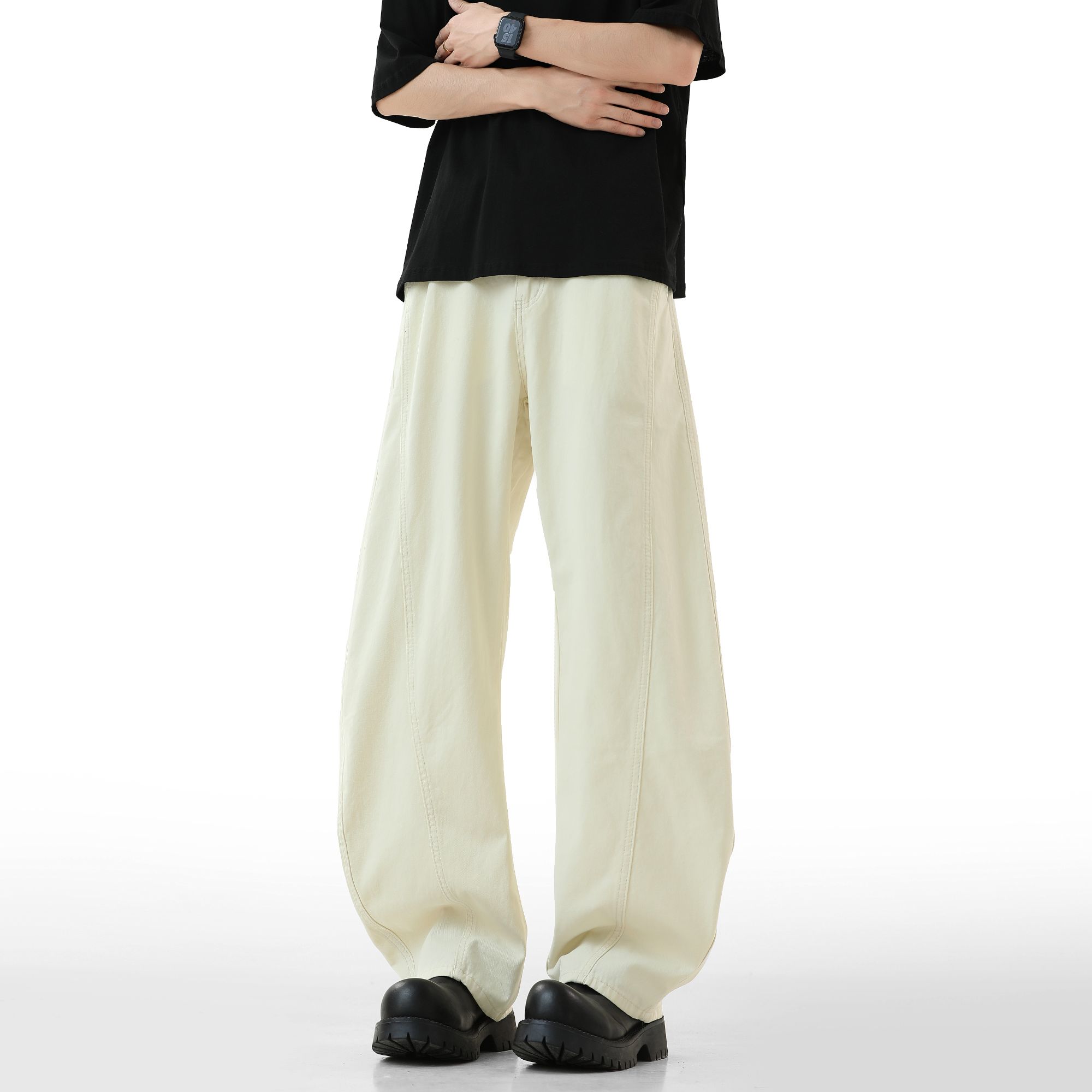 LIGGICC美式弯刀男女休闲直筒宽松工装百搭阔腿裤男女生穿搭