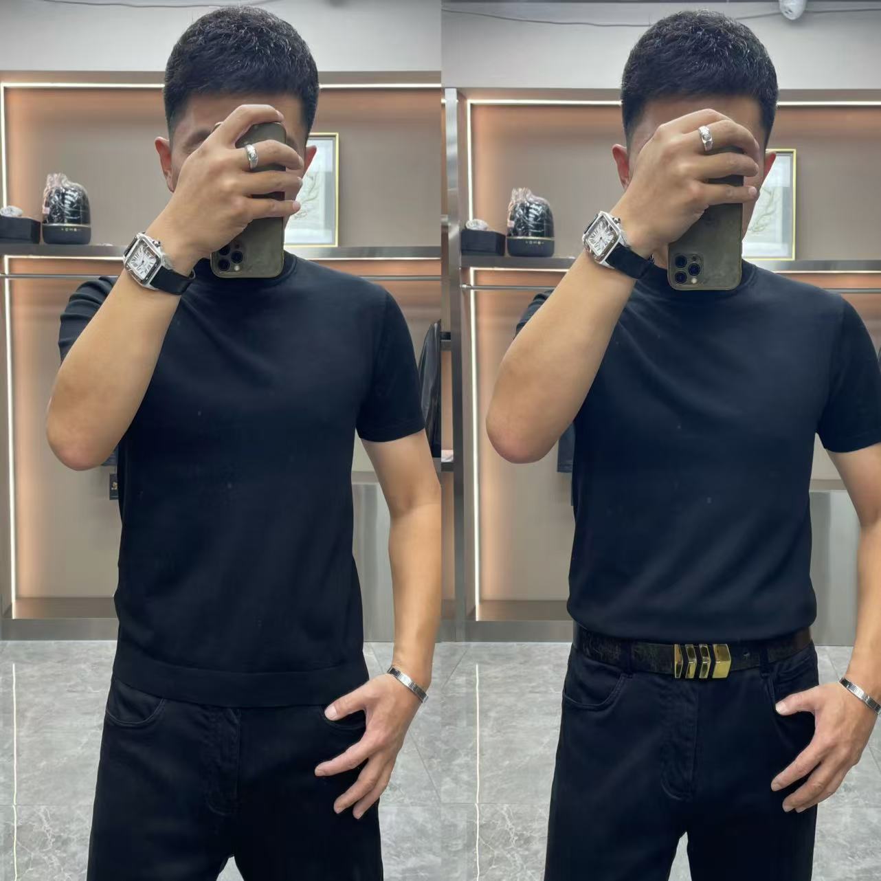 寸领短袖天丝打底衫H7男士休闲百搭修身秋冬