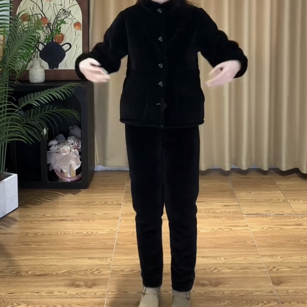 妖家#小个子冬季特厚外穿家居套装