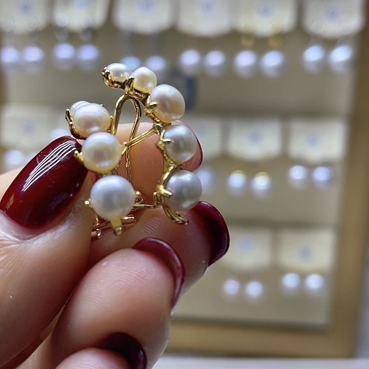 淡水珍珠耳饰银S925镶嵌