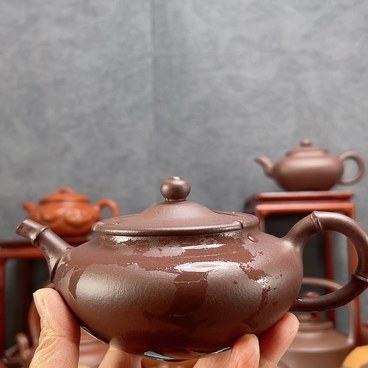 紫砂茶壶小**，龙血砂君竹