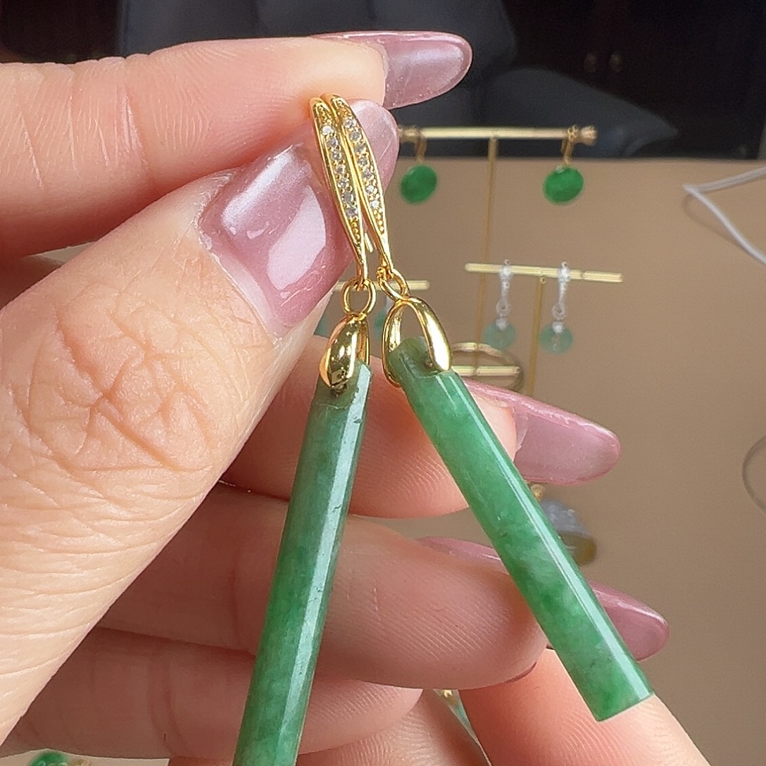 翡翠银S925镶嵌耳饰