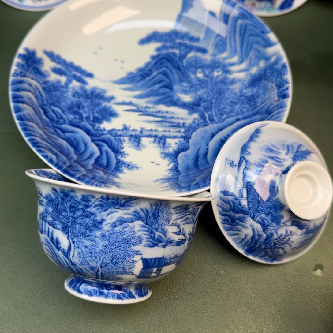 过*景德镇手工手绘茶具山水两件套