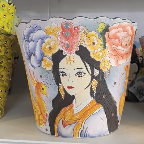 红泥花盆景德镇陶瓷