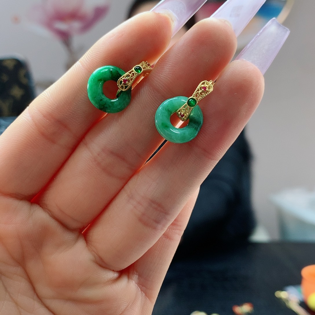 【闪购商品】翡翠耳饰银S925镶嵌，