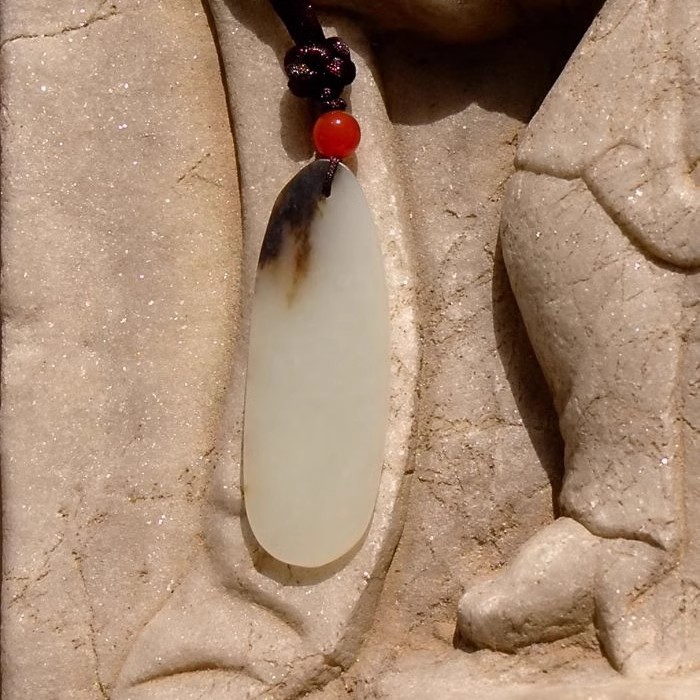 香=云1558天然新疆和田玉羊脂玉平安无事牌吊坠挂件宝石证书