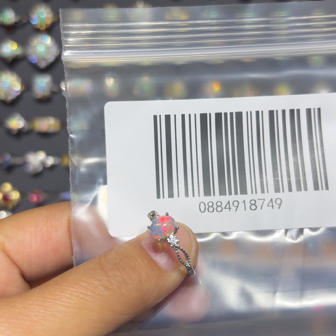 d***੭欧泊银S925镶嵌戒指