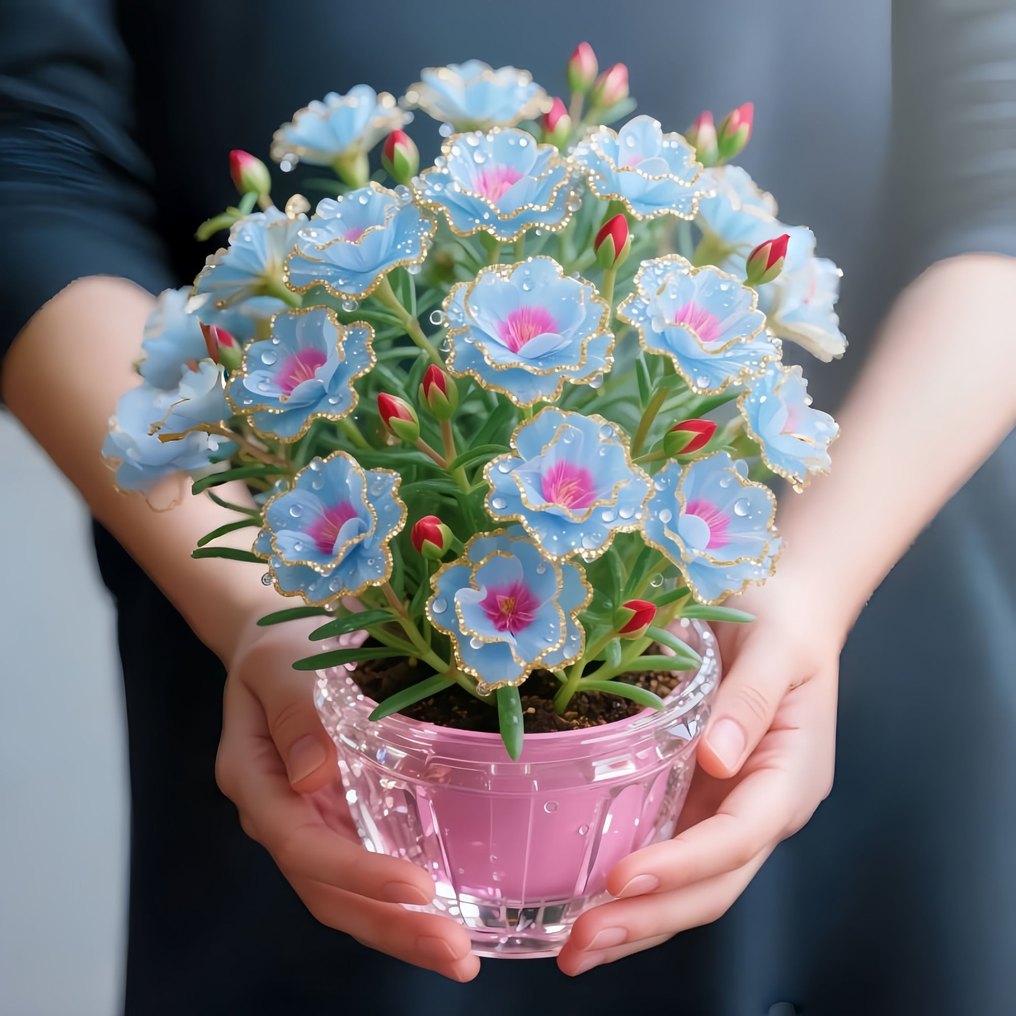 新品【冰蓝】重瓣太阳老桩四季开花盆栽太阳花带根阳台多色耐寒花卉