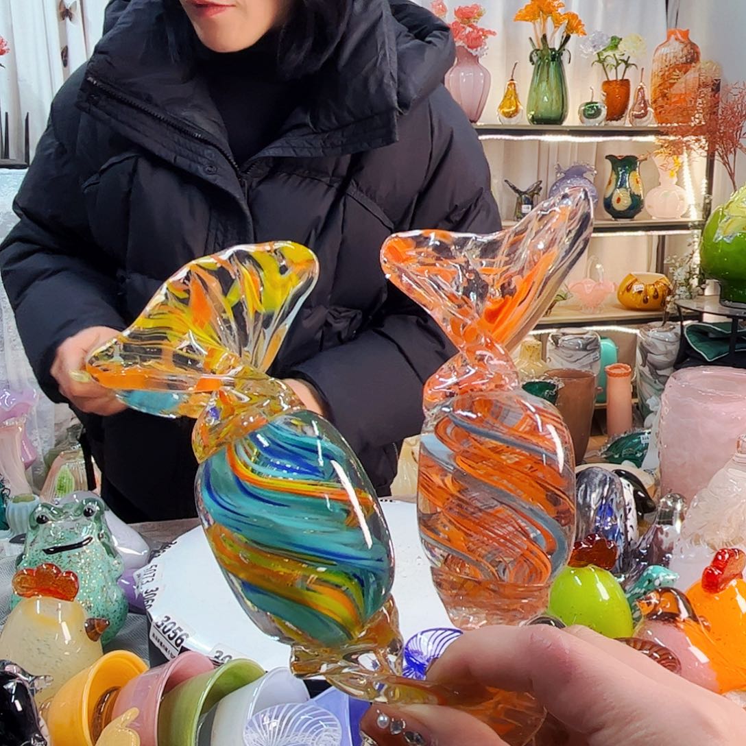 威***格2个糖果家悦琉璃工艺品