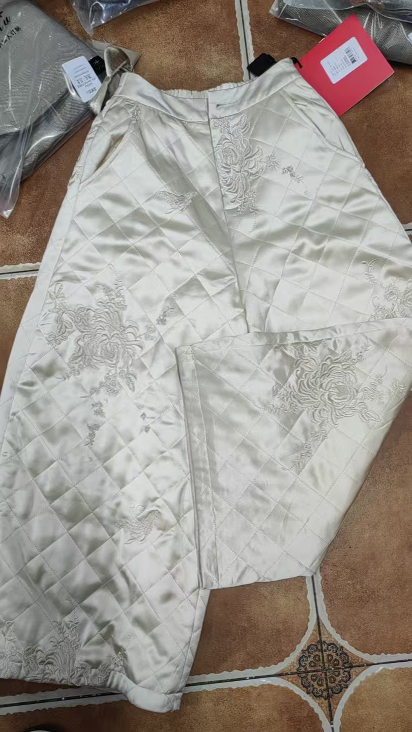 【一潮家】秋冬款新中式时尚国风醋酸阔腿裤 19278