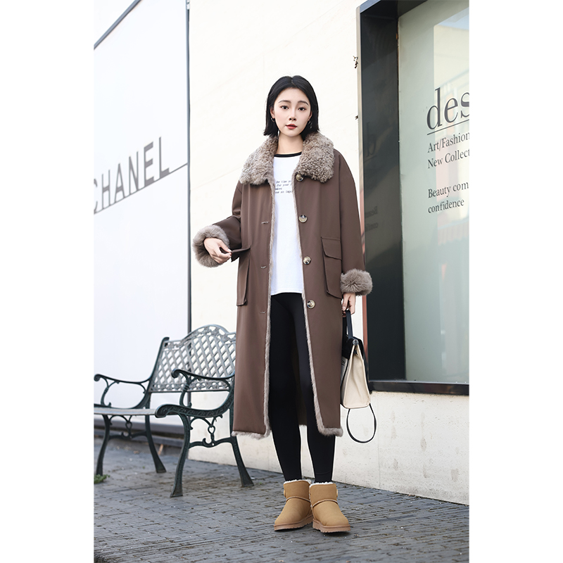 2052新款双面穿皮草长款派克服