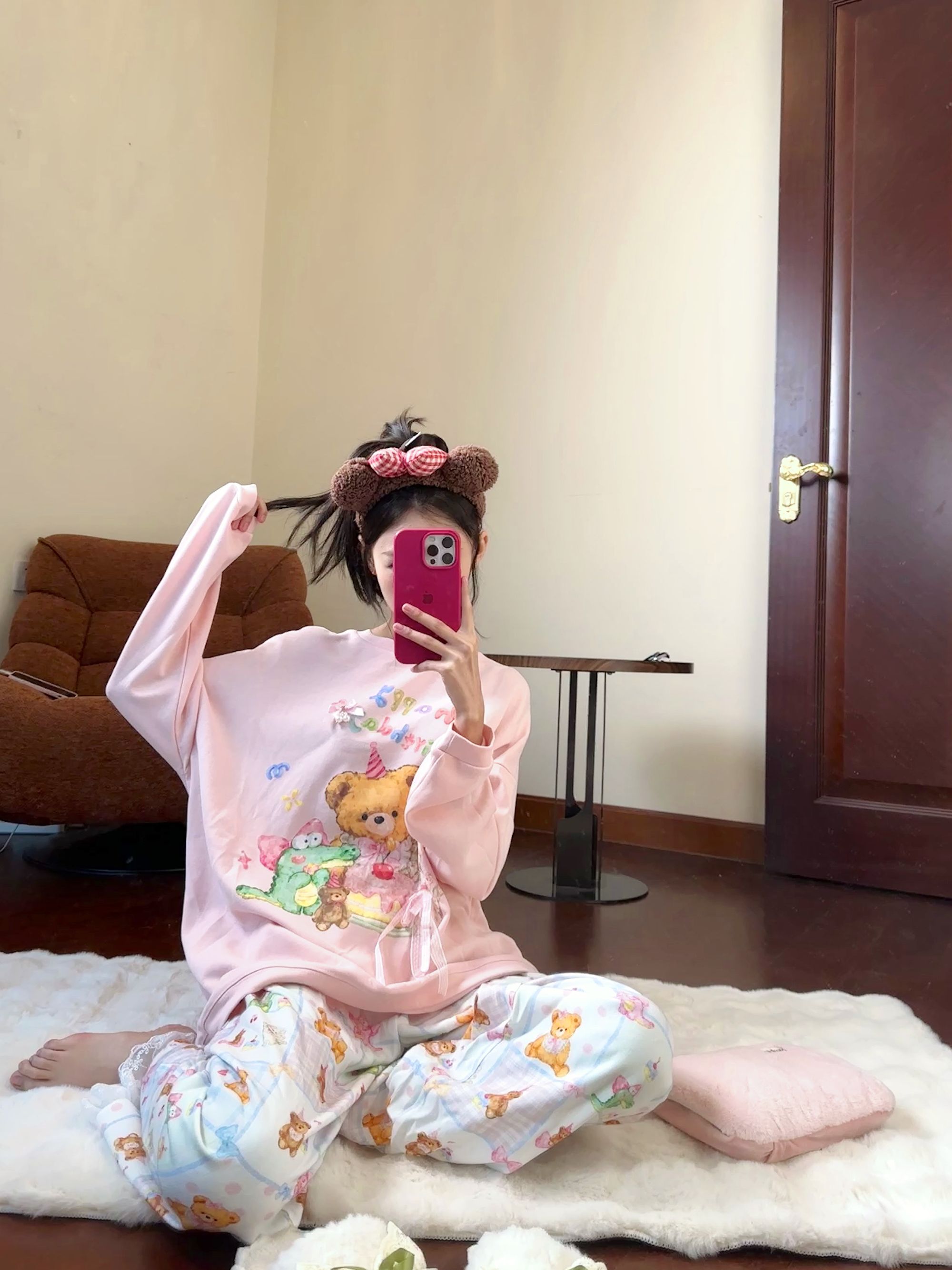 秋季长袖可爱卡通女士睡衣可外穿休闲家居服