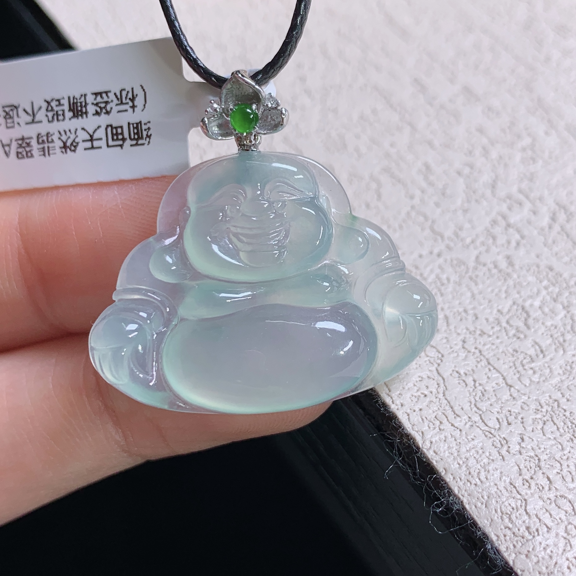缅甸天然翡翠A货老坑冰种佛公吊坠高品质精雕礼物22.2×29.8×4.7