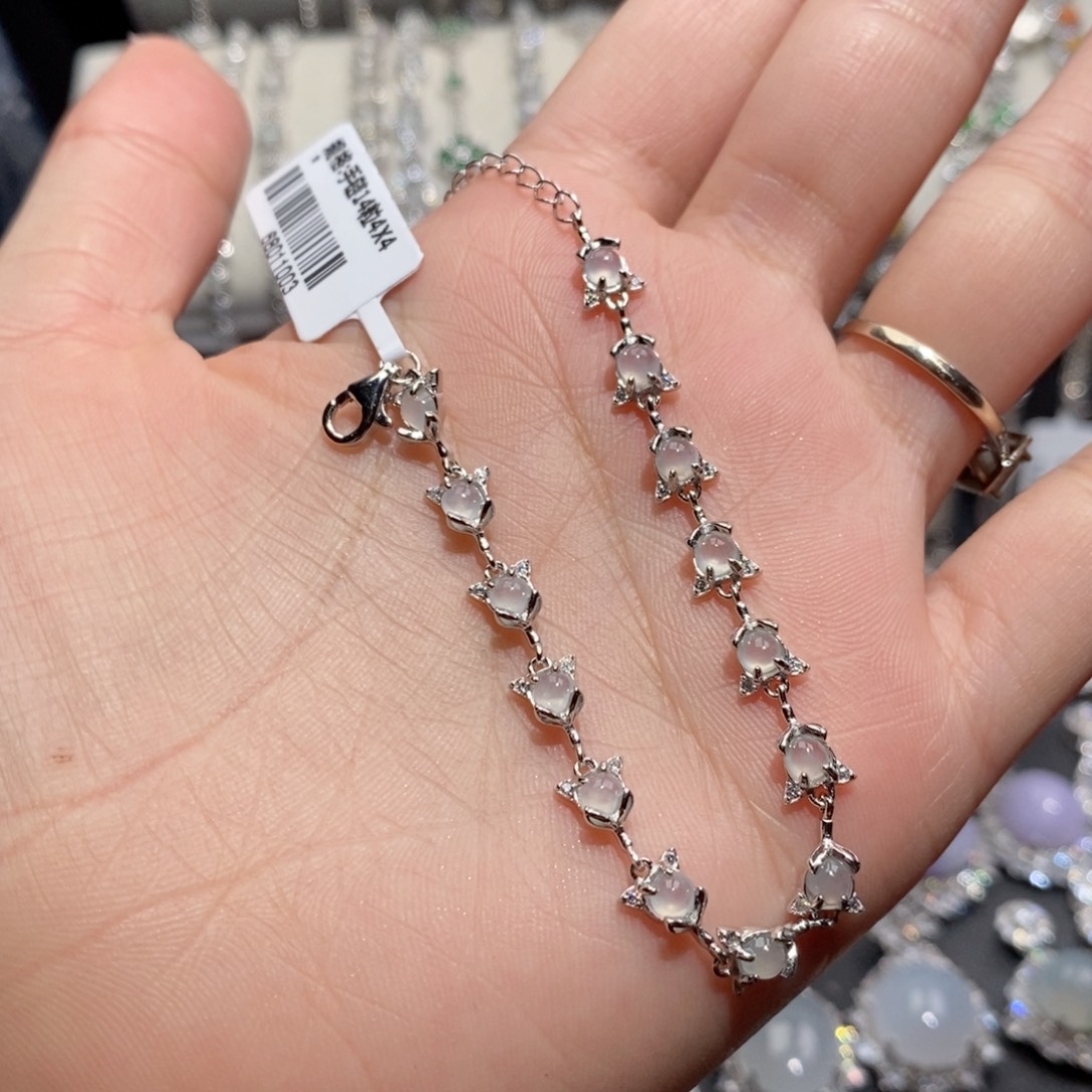 翡翠手链银S925镶嵌c c c