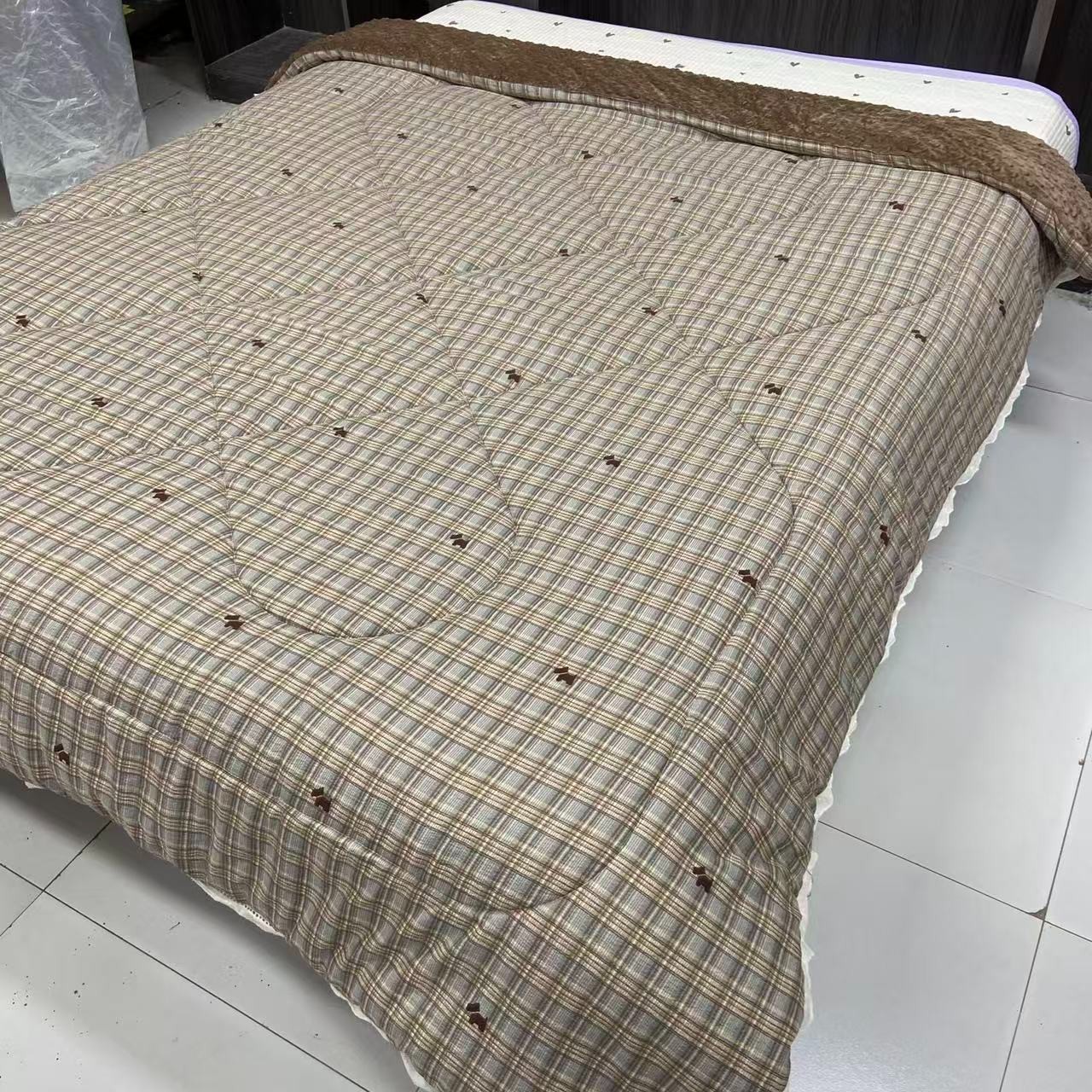 诗瑶家木棉皱皱纱豆豆被印花