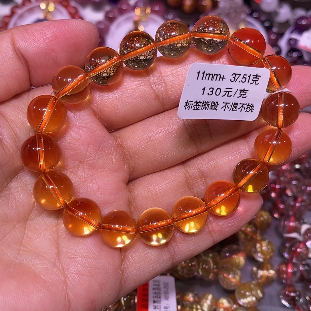 未镶嵌手链水晶黄水晶手链11mm