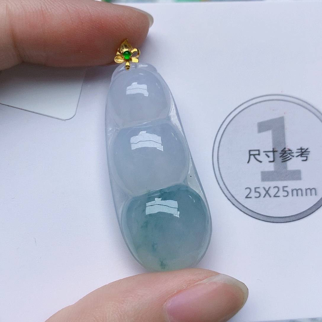 翡翠18K金镶嵌颈饰天然A货翡翠