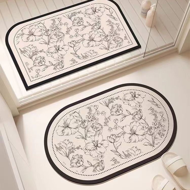 L383-【40X60两件装】硅藻泥入户门里门外垫喜庆玄关防滑免洗地垫