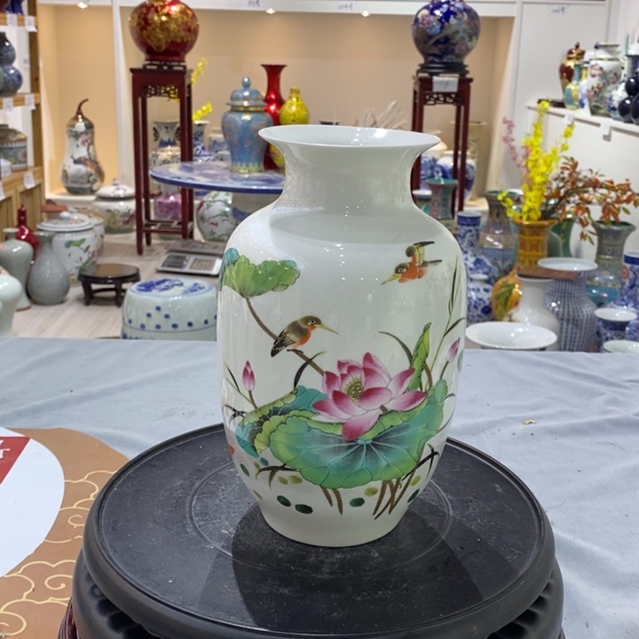 陶摆件22cm家和万事兴冬瓜瓶