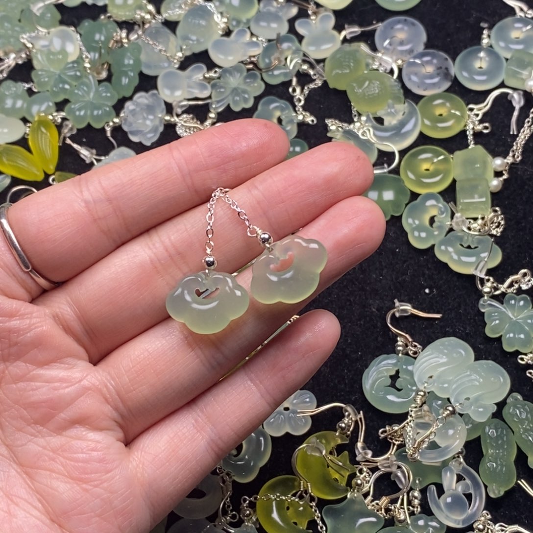 蛇纹石玉未镶嵌挂件耳饰耳环项链