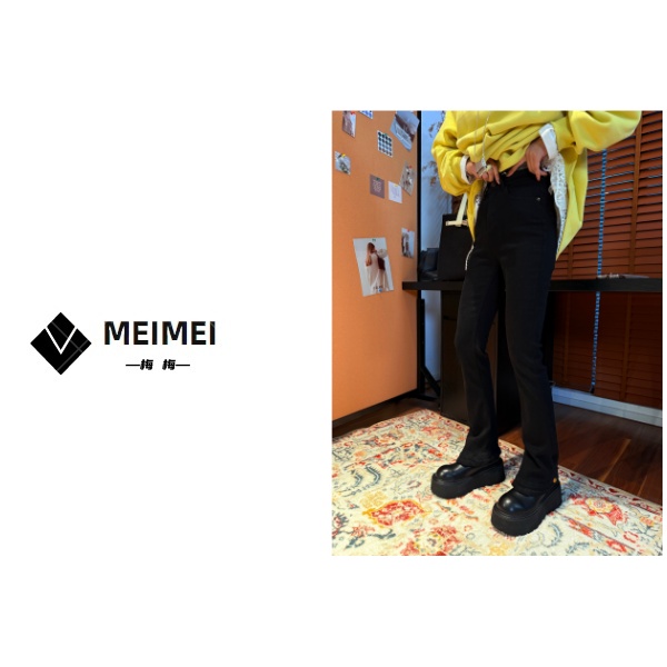 XMM《牛仔马蹄裤》秋冬时尚百搭洋气休闲小众加绒牛仔马蹄裤H9903-1