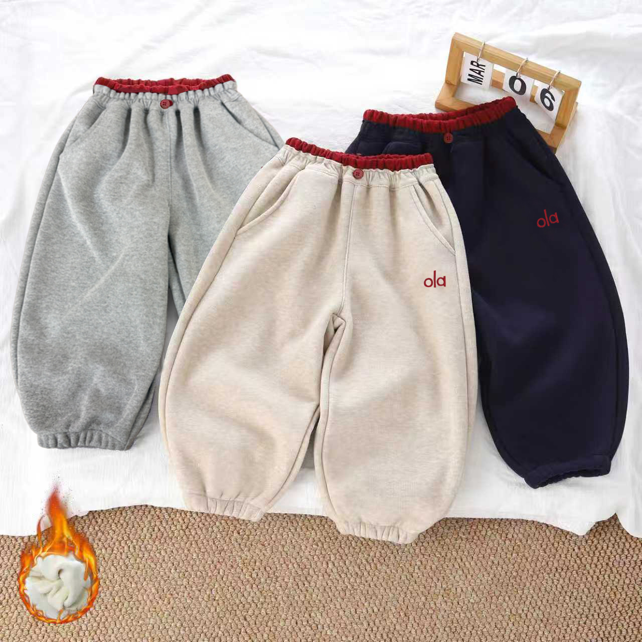 【加绒糯米裤】男女童秋冬款加绒加厚一体绒双面绒灯笼裤