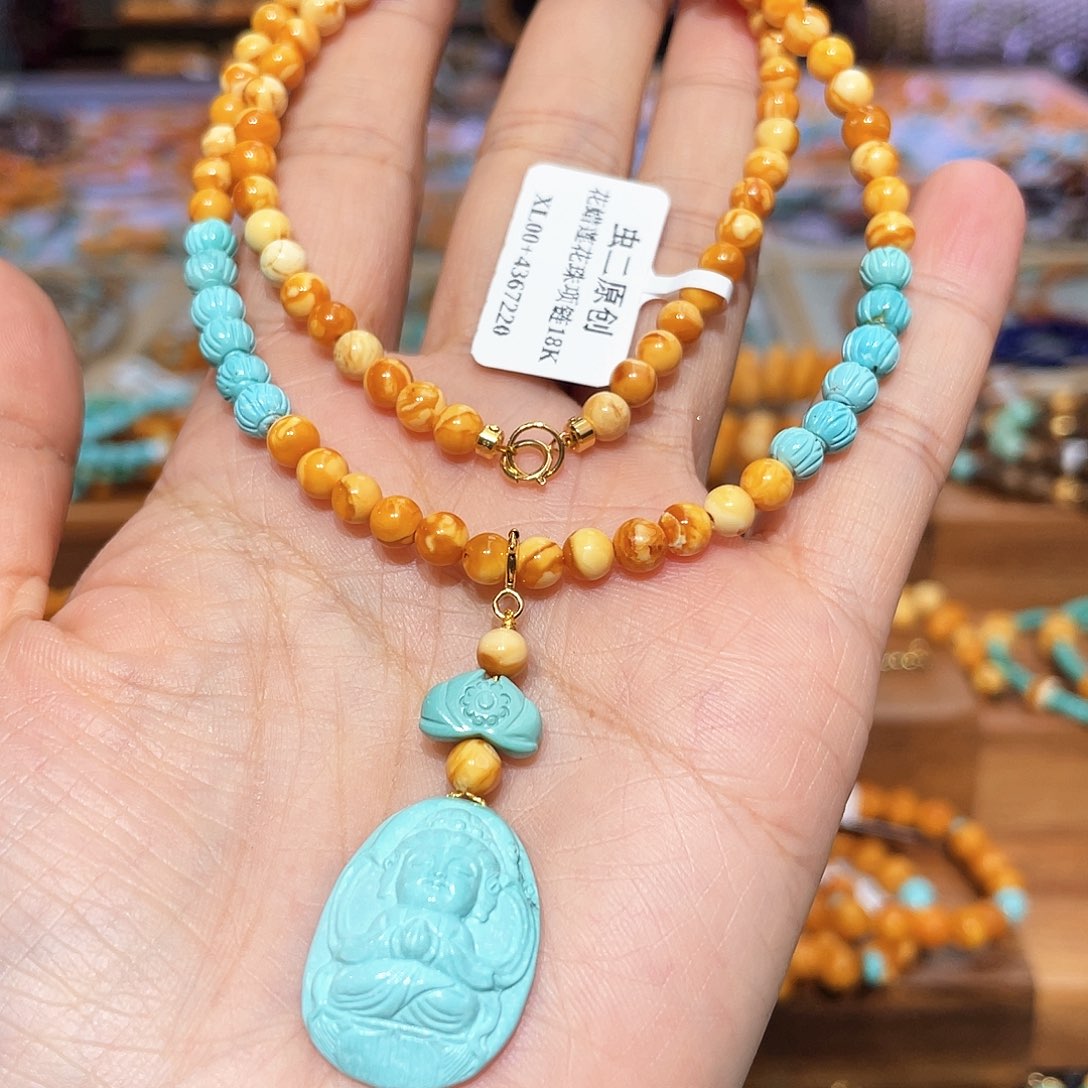 琥珀裸石未镶嵌项链