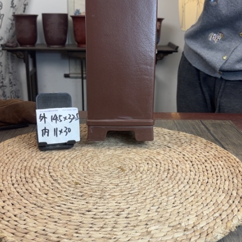 紫砂花盆精品紫泥光素签筒0671