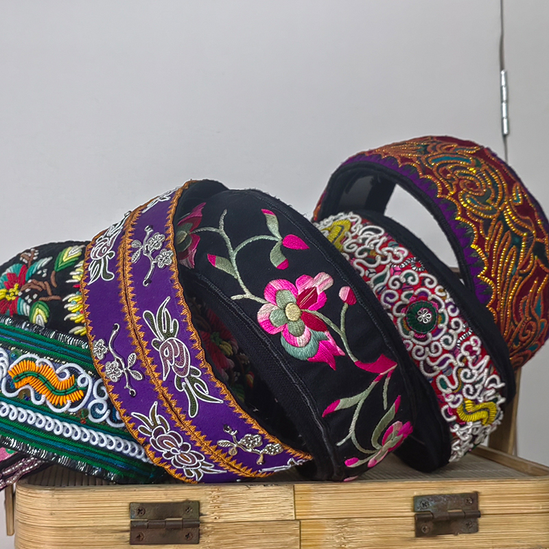 民族风小发卡老绣发箍2607