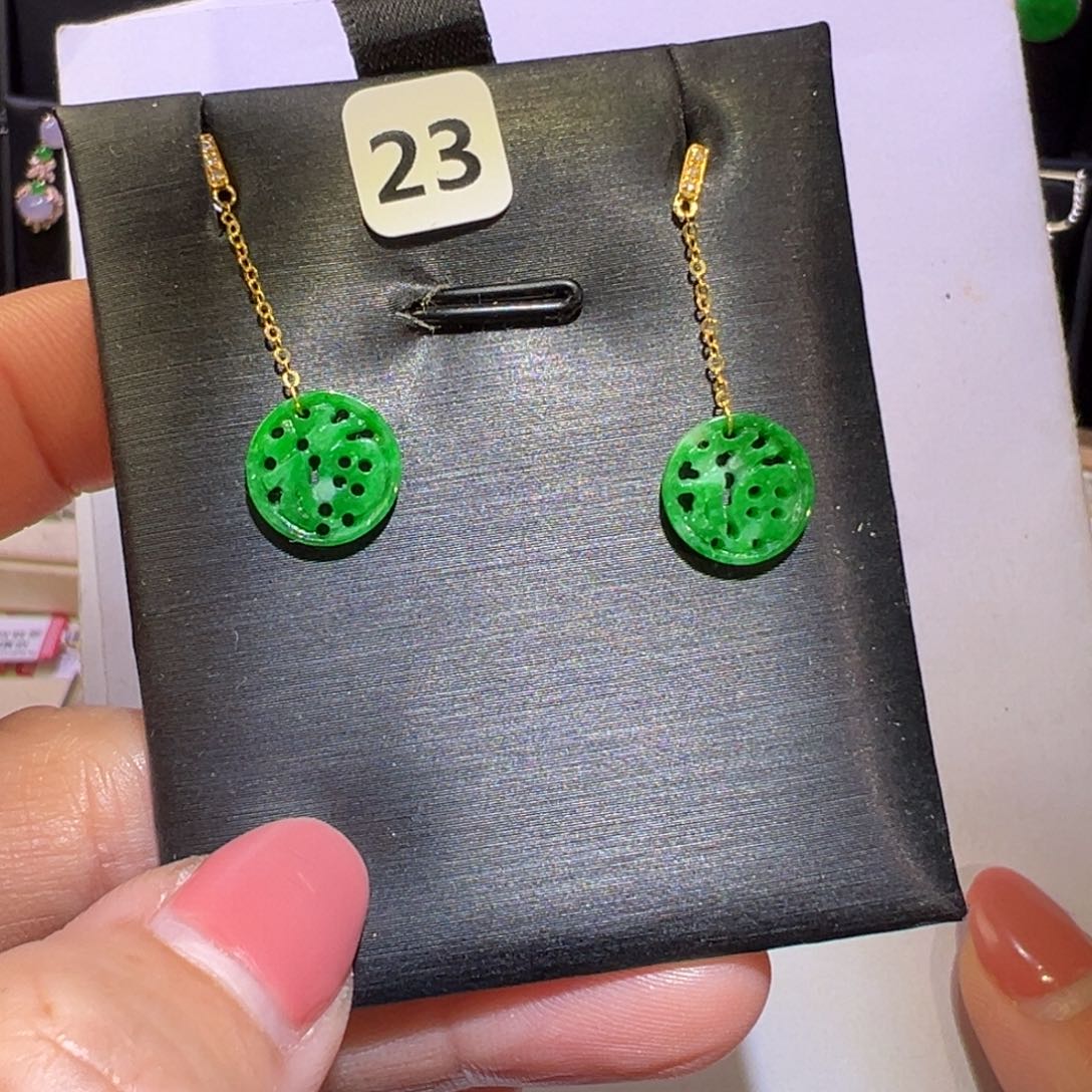 翡翠颈饰18K金镶嵌耳环