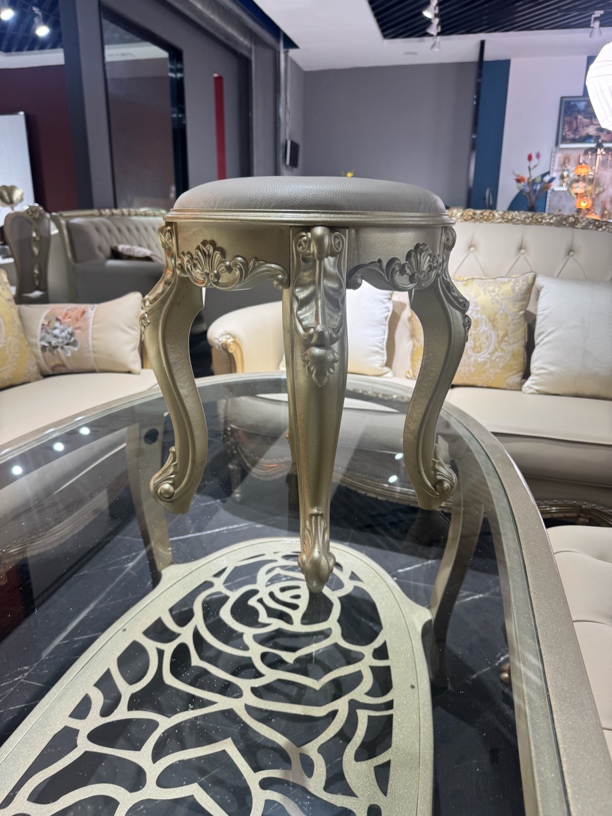 复古茶几餐桌灰色圆桌雕花古典角几凳方几花架白色