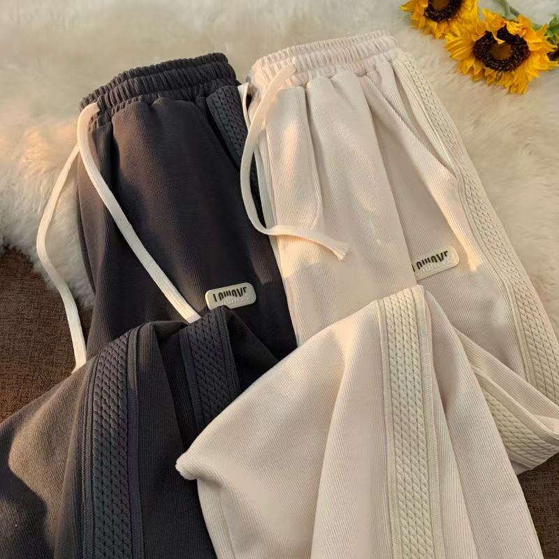 D25 120313 加厚休闲裤女潮直筒裤百搭阔腿宽松