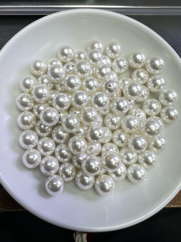 天然珠宝玉石 白贝珠A549  10mm 25颗（赠弹力线）