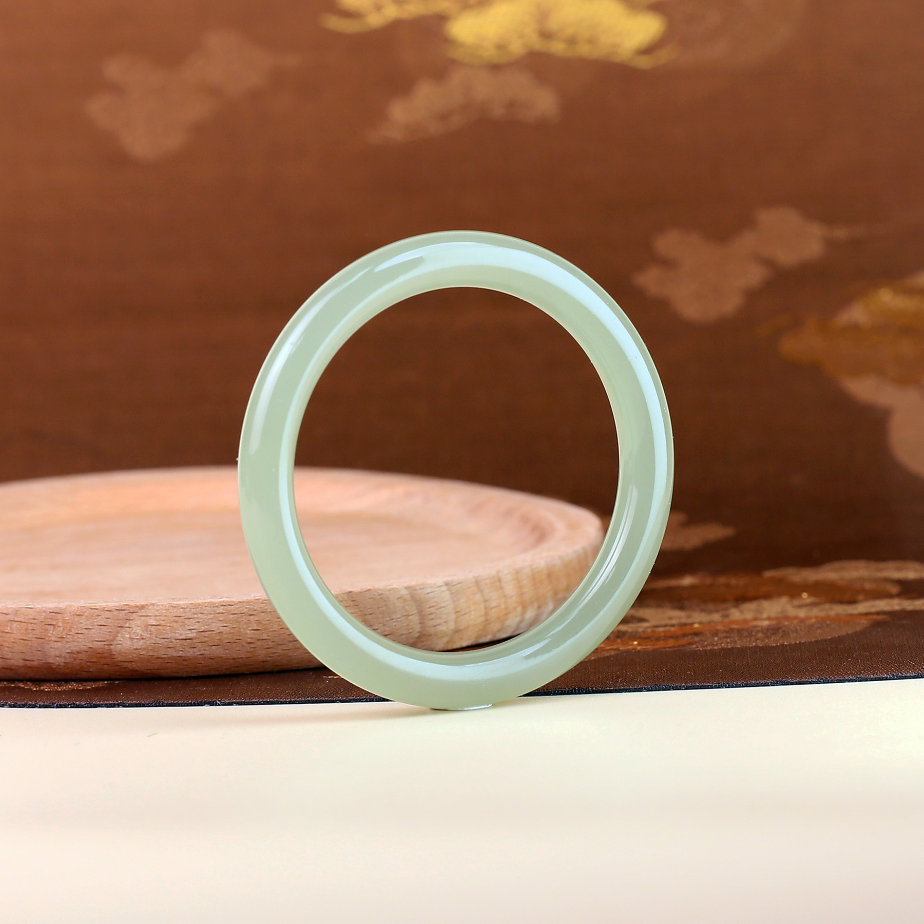 h282天然和田玉青玉美人条手镯（多样性发货）