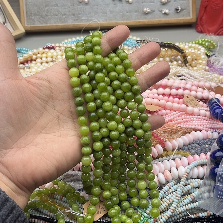 玛瑙/玉髓珠宝半成品未镶嵌一条8mm橄榄石