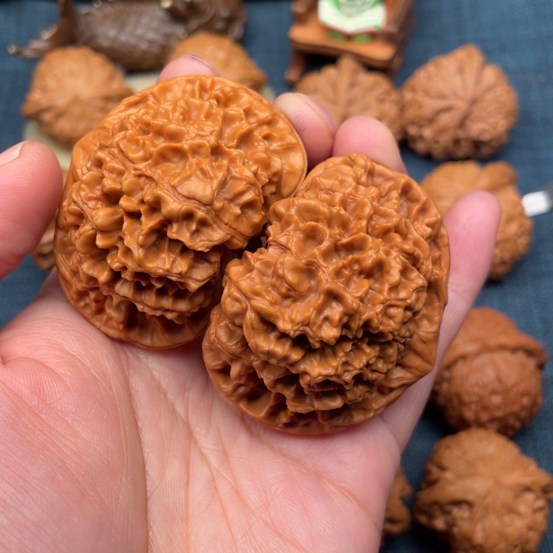 文玩核桃把件53毕业麒麟纹官帽全品矮桩