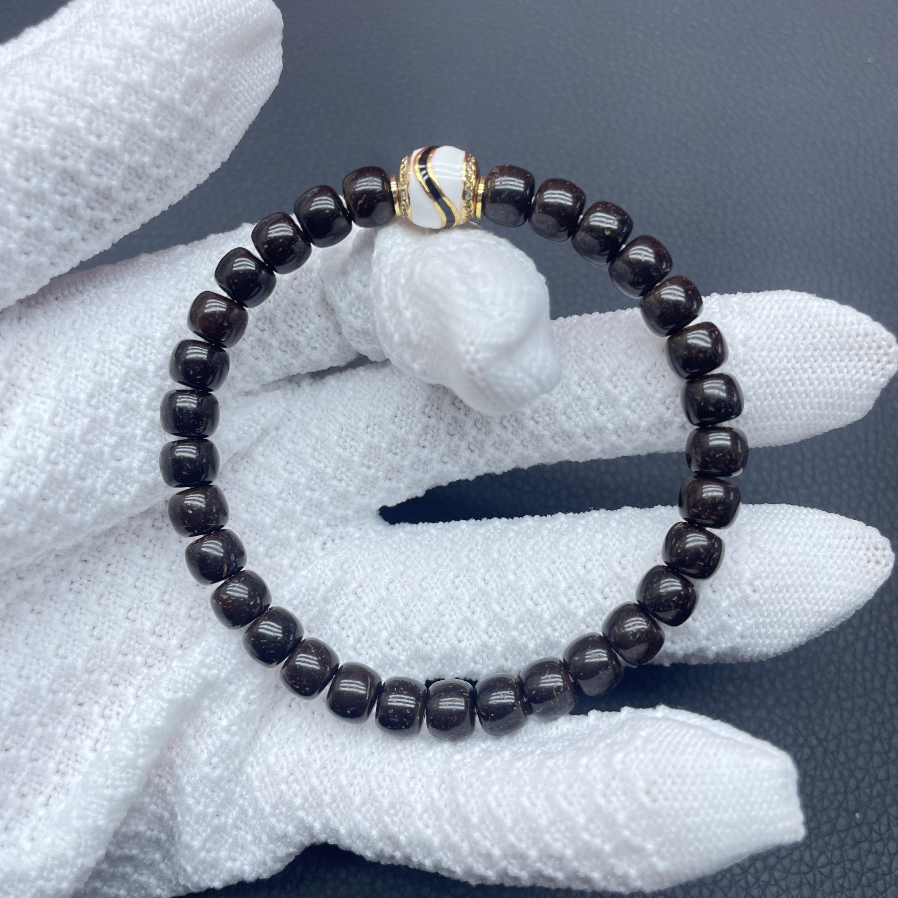 F040印尼原色原生态椰蒂7mm老型桶珠手串搭配达洛多样性发其一