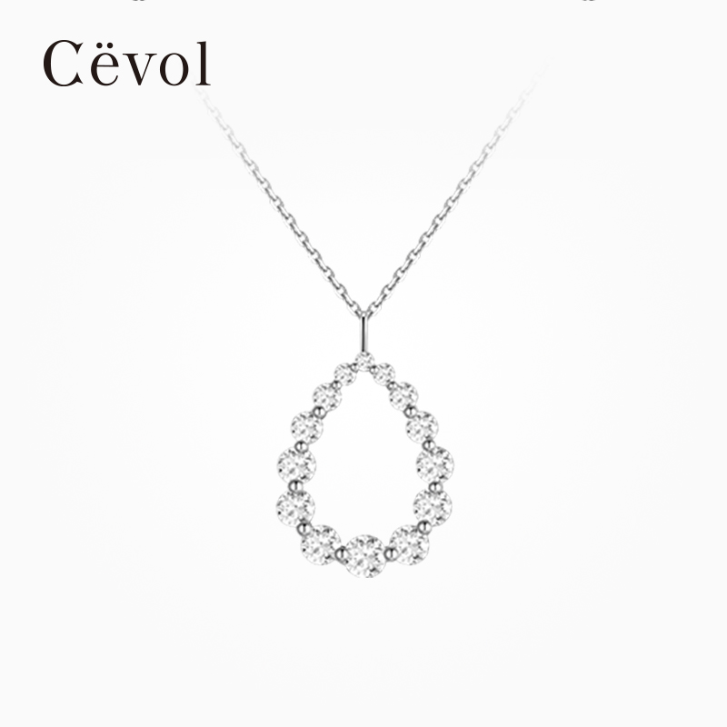 Cëvol 实验室培育钻石新奢珠宝Bubble系列18K金水滴镂空钻石项链